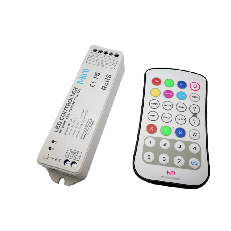 

New LTECH DC12V 24V Input 3Ax4CH 12A 288W Output Constant Voltage 2.4GHz RF remote Wireless Touch Panel Led RGB Strip Controller
