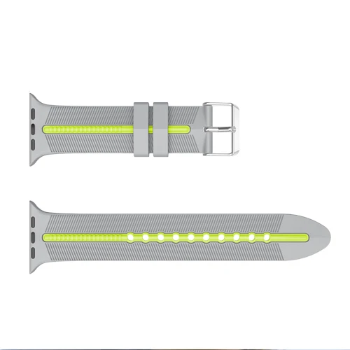 Силиконовый ремешок для Apple watch 42 мм 38 мм iWatch 4 ремешка 44 мм 40 мм двухцветный ремень браслет ремешок для Apple watch 4/3/2/1 - Цвет ремешка: gray green
