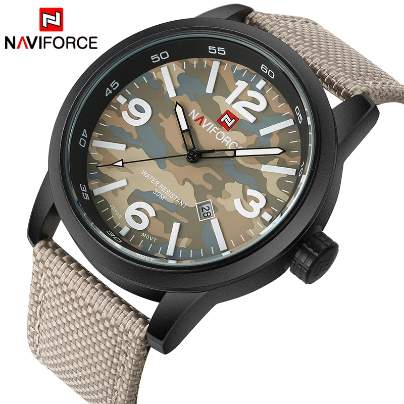 Часы NAVIFORCE мужские кварцевые спортивные армейские модные повседневные