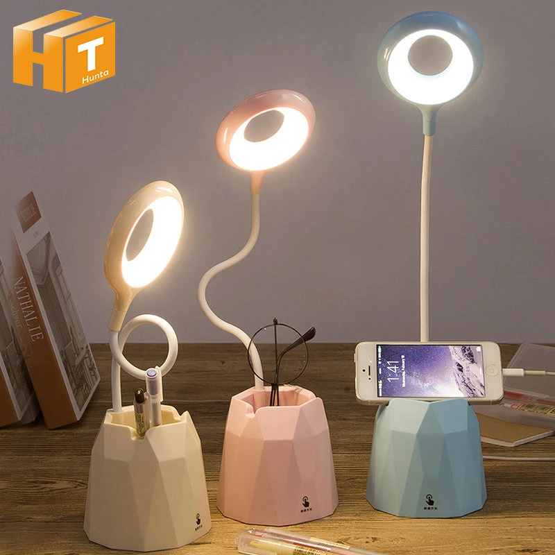 

Pen Container LED Study Reading Light Rechargeable 4000mA Desk Lamp with Output USB Port for Phone Charging.
