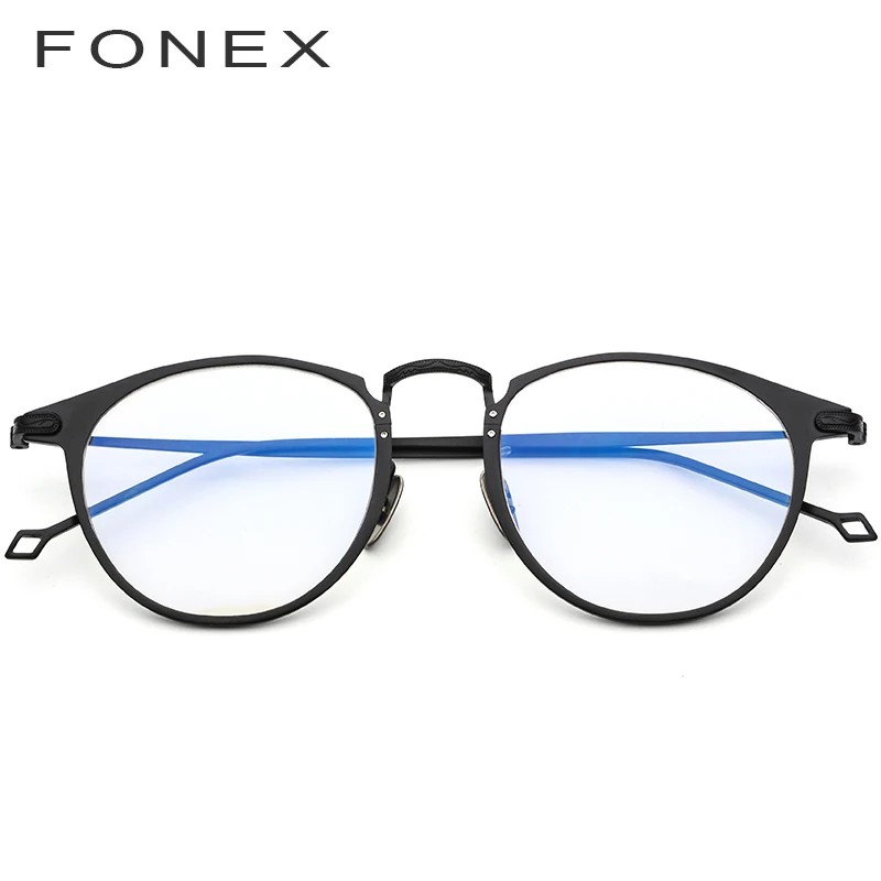 FONEX, оправа из чистого титана, мужские ультралегкие поляризованные солнцезащитные очки на клипсах, женские круглые оптические очки по рецепту, 502