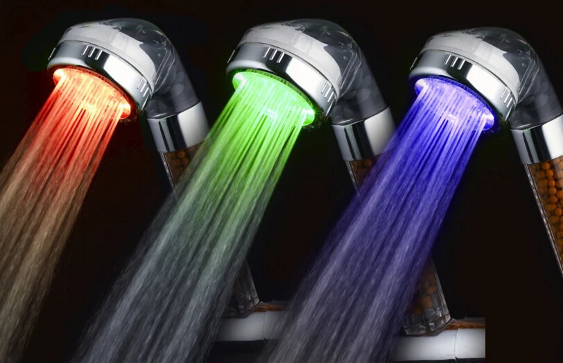 Eco friendly Anion LED Shower Heads 3 Colors Temperature control SPA