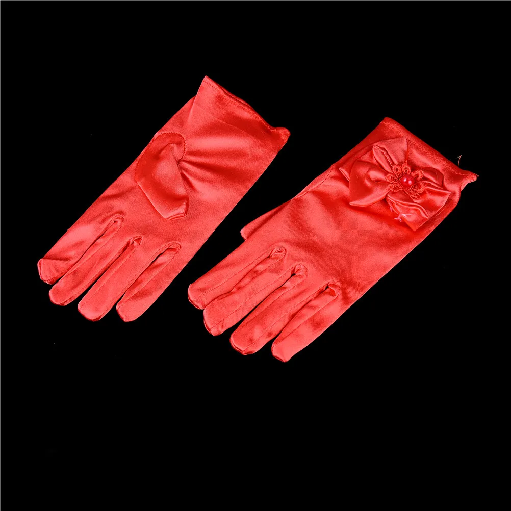 1 Pair Kids Child Girls Elbow Short Party Gloves Wedding Aged 3 to 8 Years