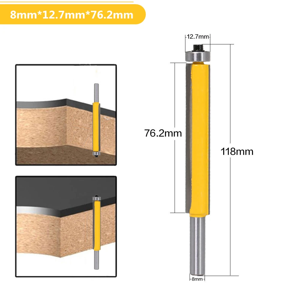 

8mm*12.7mm*76.2mm-1PCS,cnc solid carbide woodworking engraving router bit,2 flutes straight cutting milling cutter,trimmer bit