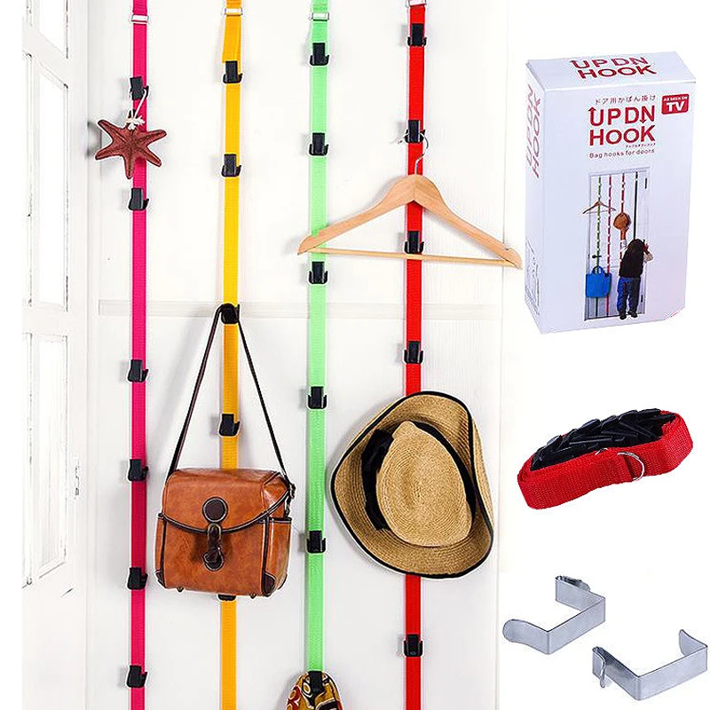 

Multi-function Over Door Straps Hanger 8 Hooks Adjustable Hat Bag Clothes Coat Rack Organizer Hooks House Storage Organize Hooks