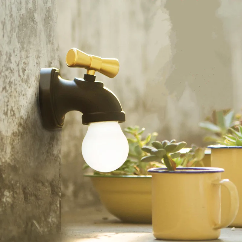 Retro Faucet design night light for corridor bedside USB charging LED
