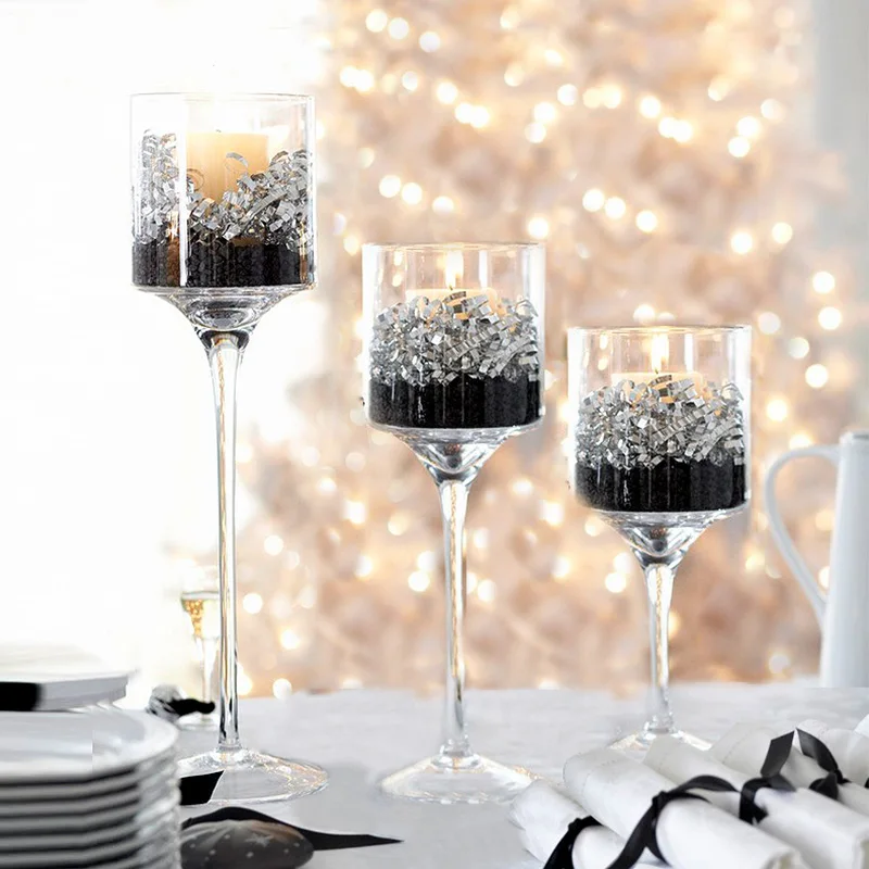 3PCS Set Crystal Candle Holder Glass Candles Candleholder Wedding Ideas
