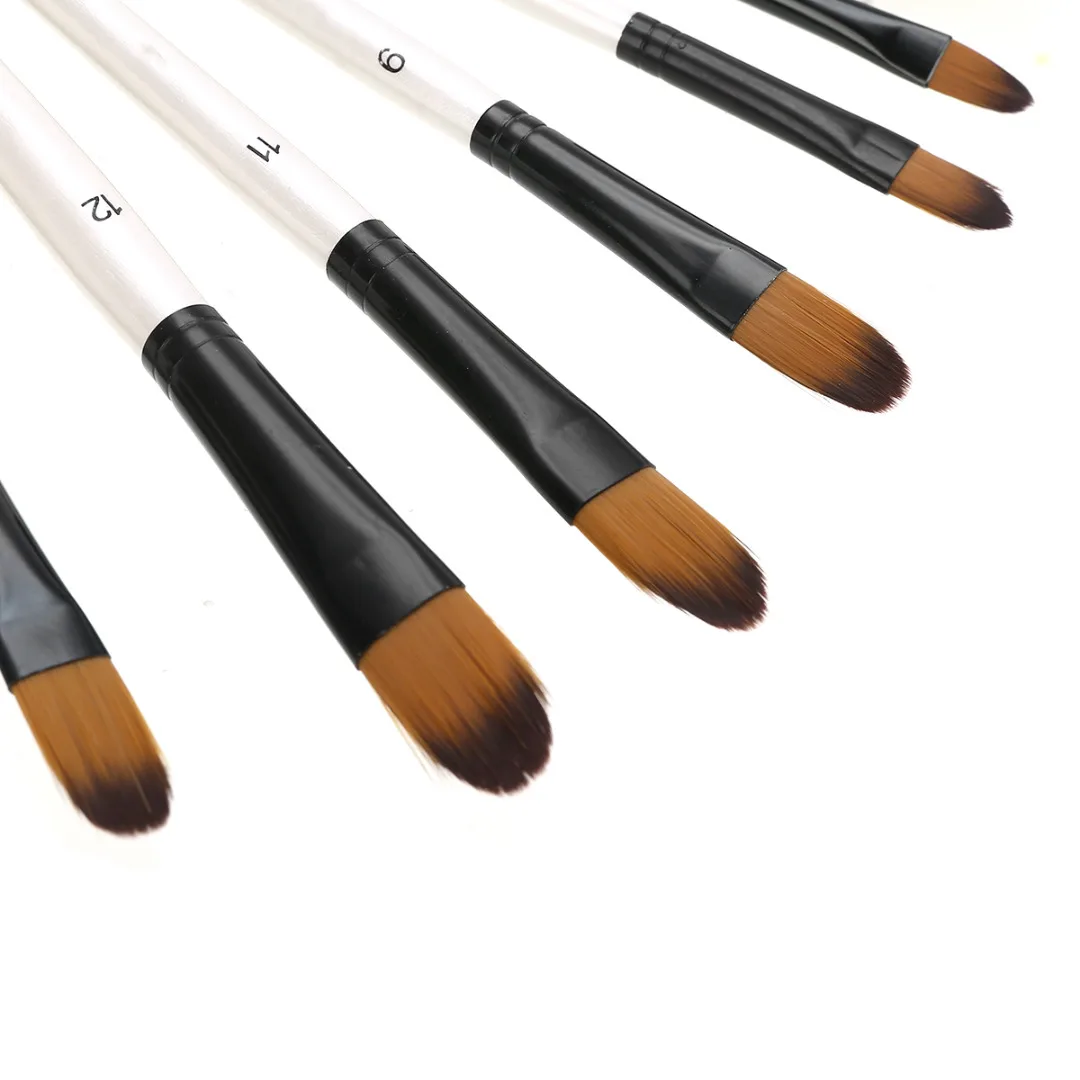 12PCS Artist Paint Brushes Set Acrylic Oil Watercolor Painting Oblate/Oblique Nylon Hair Brush Wood Handle School Art Supplies
