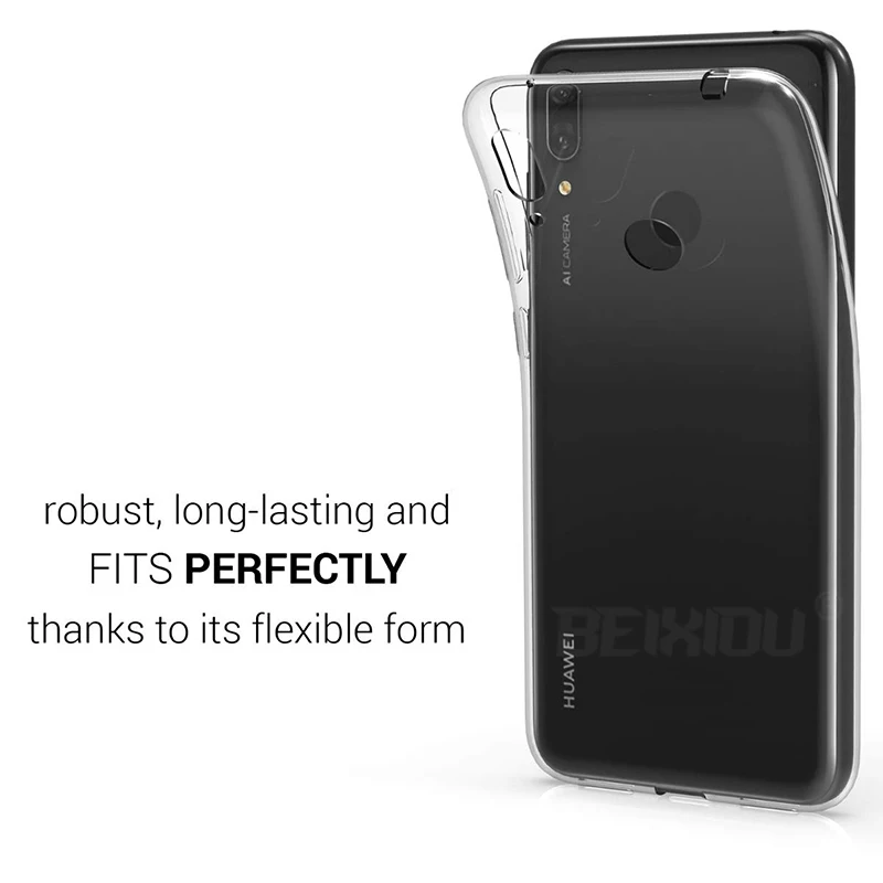 Чехол для Huawei Y7 2019 прочный силиконовый прозрачный мягкий чехол из ТПУ защитный на