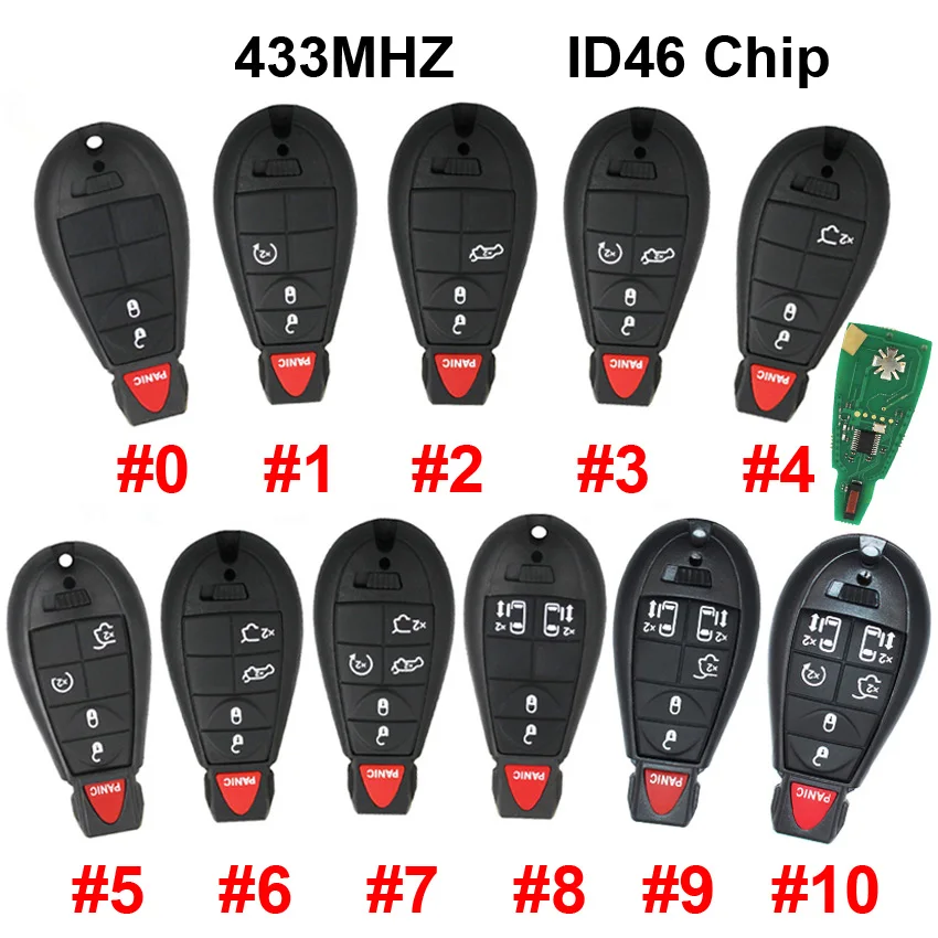 

2/3/4/5/6/7 Button Remote Smart Car Key 433MHZ ID46 PCF7941 Chip for Chrysler Town & Country for Jeep for Dodge Magnum Durango
