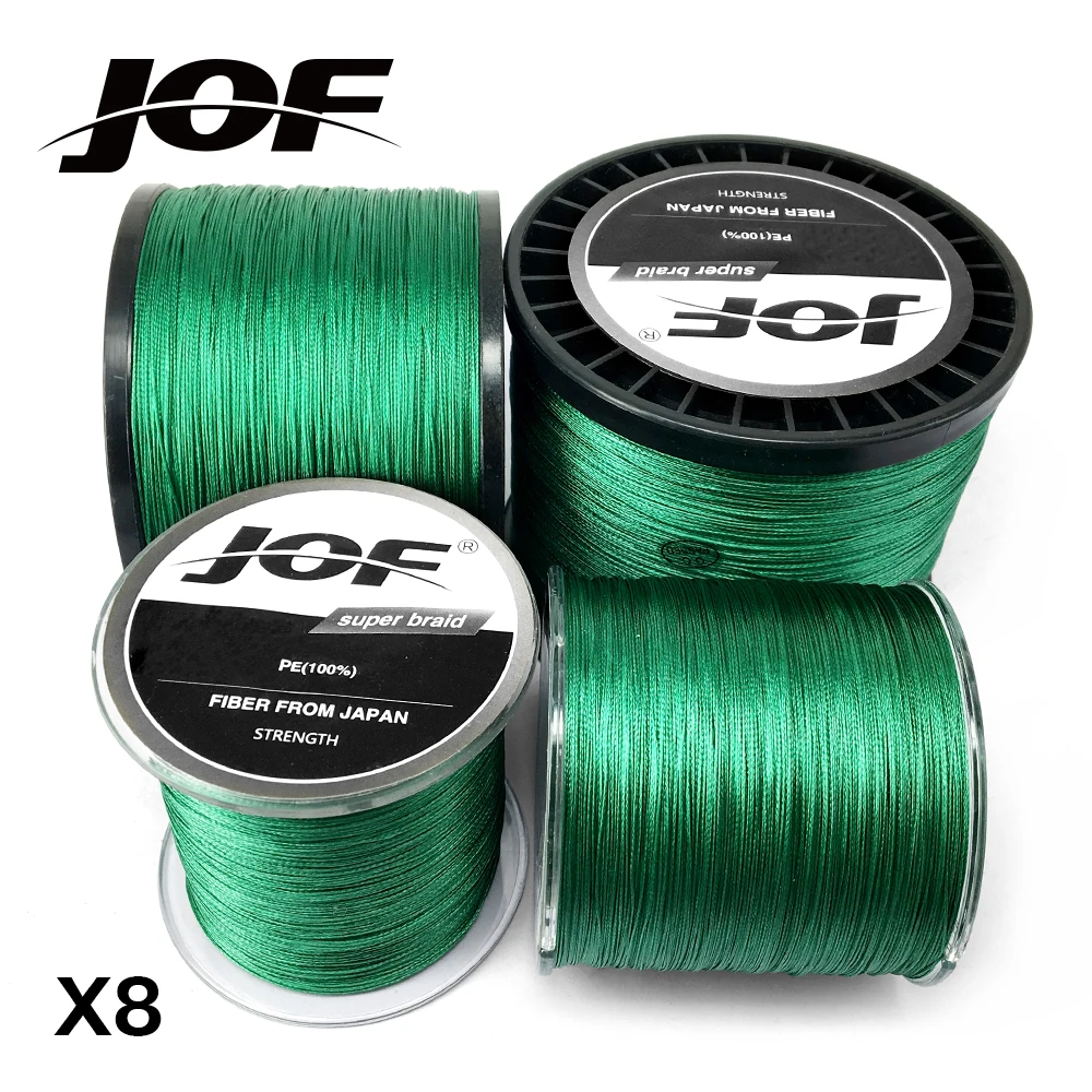 JOF Braided Fishing Line 8 Strands Green 100M 300M 500M 1000M Cord