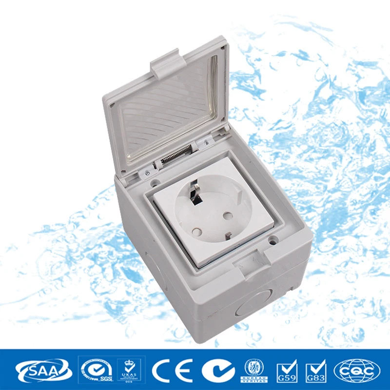 

Free shipping EU wall socket one-position box wall mount socket 220v plastic box,waterproof switch universal wall socket
