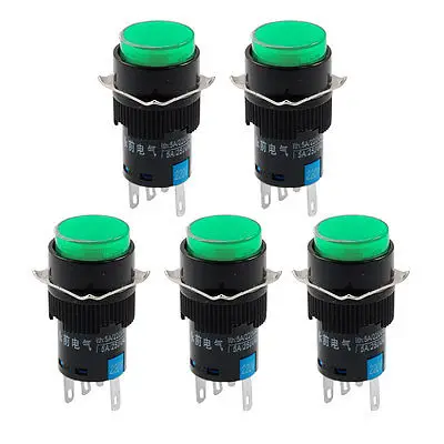 Interruptor De Botón Momentáneo, Interruptor Momentáneo De Botón Verde De Cabeza Plana De 22 Mm Con Luz LED 220V