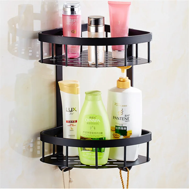 Space Aluminum Bathroom Shelves black Shower Shampoo Soap Cosmetic Accessories Storage Organizer Rack Holder | Обустройство дома