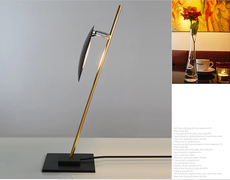 Post современный минималистский светодиодный настольная лампа фойе, спальня украшения стола огни Черный Белый позолоченный металлический
