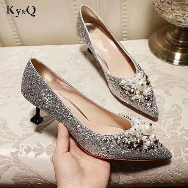 La black6cm Mujeres Cm Zapatos Bombas sliverflat De on Elegante Cm blackflat Mujer Dulce Moda Las Sexy Punta Superficial 8 Tamaño Sliver6cm Bajo Slip Conciso Otoño Primavera Tacón 5 qEEtFwTn