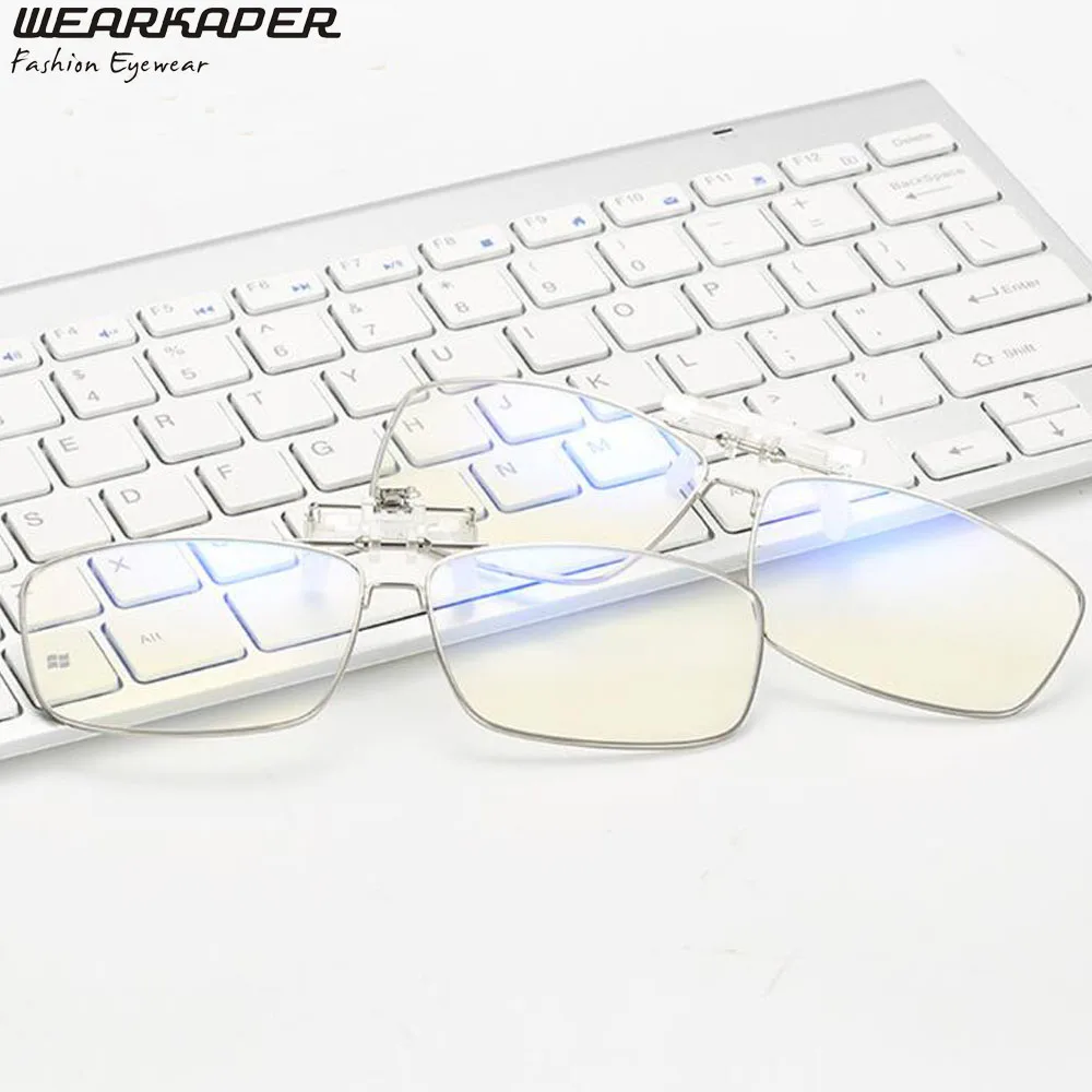 

WEARKAPER Blue Light Blocking Clip-on Computer Reading Glasses Anti Blue Rays Clip On Gaming Protection Eyewear