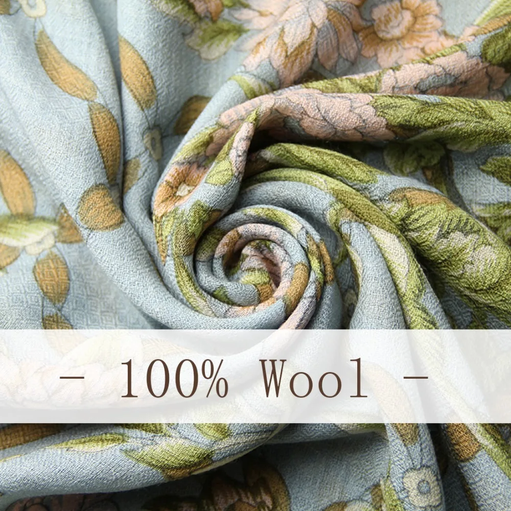100% Wool Square Head Scarves Women Elegant Lady Carf And Warm Shawl Long Animal Print Stoles Bandana Scarf Hijab Beach Blanket