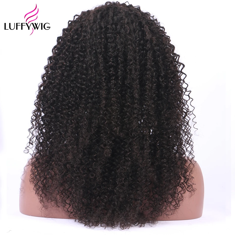 LUFFYHAIR 13x6 парики из натуральных волос с волосами младенца 250% плотность монгольская причудливая завивка парики remy волосы предварительно сорванные для женщин