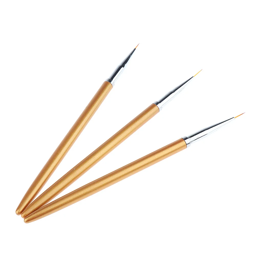 3 Pcs Pro Nail Art UV Gel Design Pen Polish Brush Dotting Drawing Line Tools