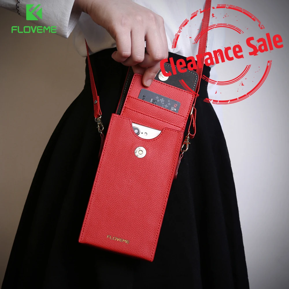 

FLOVEME 6 inch Universal Shoulder Bag Case For iPhone X 7 8 Plus 6 6S Plus Card Slot Pocket Phone Pouch For Samsung S8 Plus Case