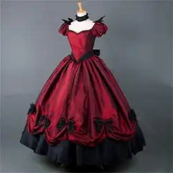 Костюм юной красавицы платье в викторианском стиле взрослых костюмы на Хэллоуин для женщин цвет красного вина платье бальное Лолита