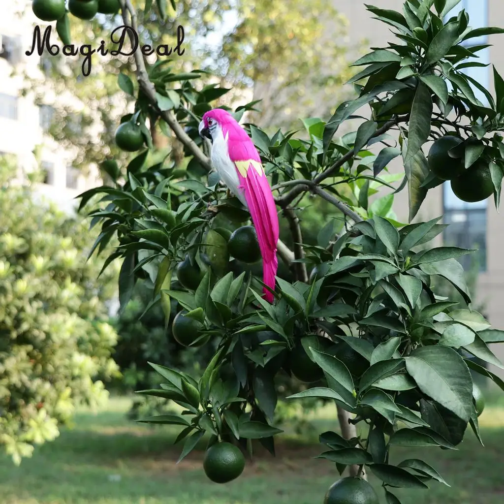 12'' / 30cm Decorative Feather Parrot Model Artificial Bird Statue Macaw Figurine Fancy Dress Props Garden Lwan Tree Decor