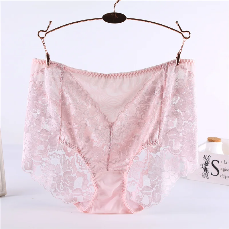 high waist lace panties women transparent women briefs plus size underwear female sexy panty ultra-thin seamless briefs XXXXL 00 (4)