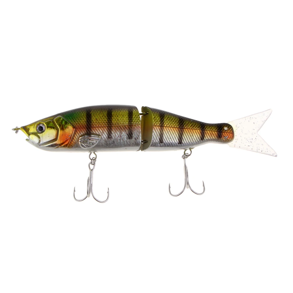Artificial Bait Fishing 2-Section Multi Jointed Fishing Lures Swimbait with 2 Treble Hooks Minnow Crankbait Artficial Soft Bait