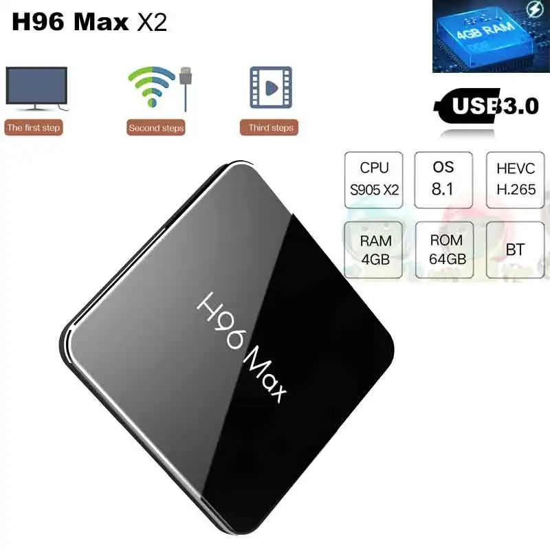 Новый H96 MAX X2 android 8,1 ТВ коробка Amlogic S905 4 ядра ГБ DDR4 32/64 ГБ Встроенная память 2,4 г/5 г Wi Fi поддержка Netflix Youtube обмен видео