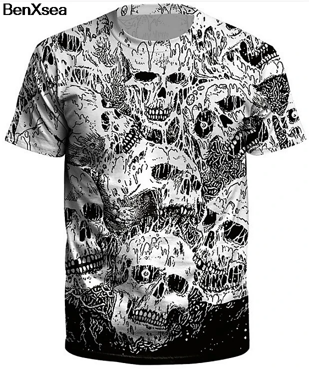 2018 плавки черепами 3D Street Wear Футболка Хип-Хоп известный бренд модный топ тройники |