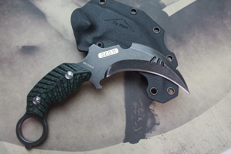 ФУ ЖЭНЬ StoneWashed Коготь Нож Зеленый G10 Hanlde Фиксированным Лезвием Выживание