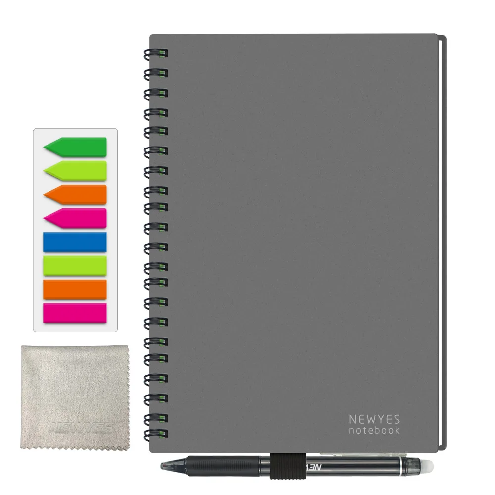 NEWYES Reusable Smart A5 Notebook Flash Storage Paper Notepad App Connection School Pocketbook Kids Gift with Erasable Pen 2019