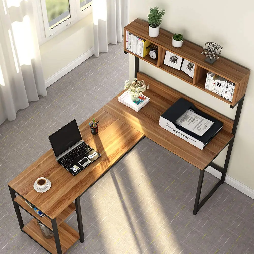 L Shaped Desk With Hutch Corner Computer Desk With Shelf Gaming