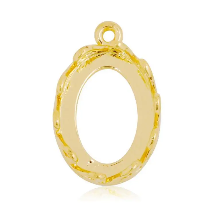 

20PCS Gold Plating Alloy Oval Hollow Open Back Bezel Setting 15*23MM Pendant Bezel Cup Charms