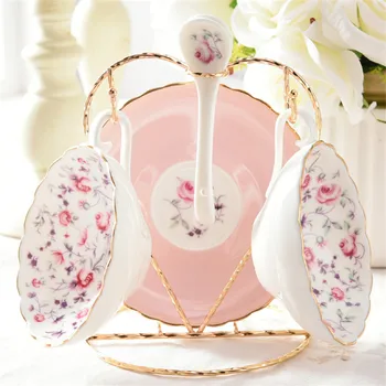 

6pcs pastoral coffee cup and saucer ceramic tea set figurine kitchen accessories porcelain craft home decor birthday gift