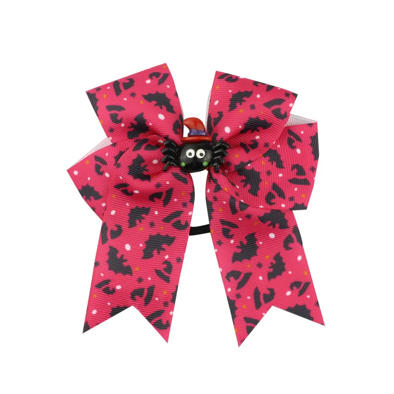 Fashion Cute Printed Cheer Bow for Girls Grosgrain Ribbon Large Hair Bow With Elastic For Girls Hair Accessories (18)