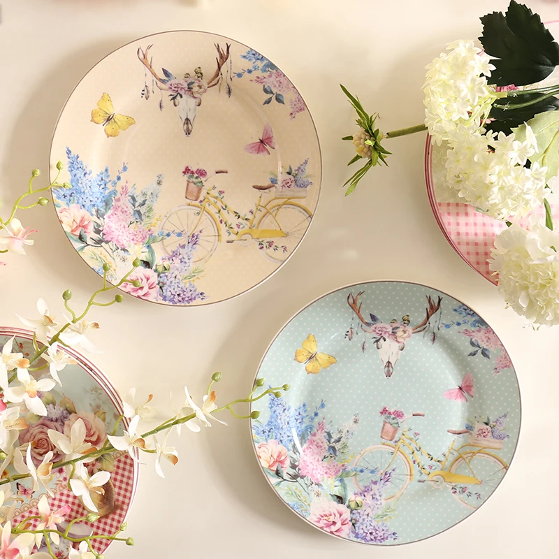 British Pastoral Bone China Plates Dinner Plate Steak Ceramic Tray Cake Dishes Pastry Fruit Dish Tableware Porcelain Dinnerware - Image 3