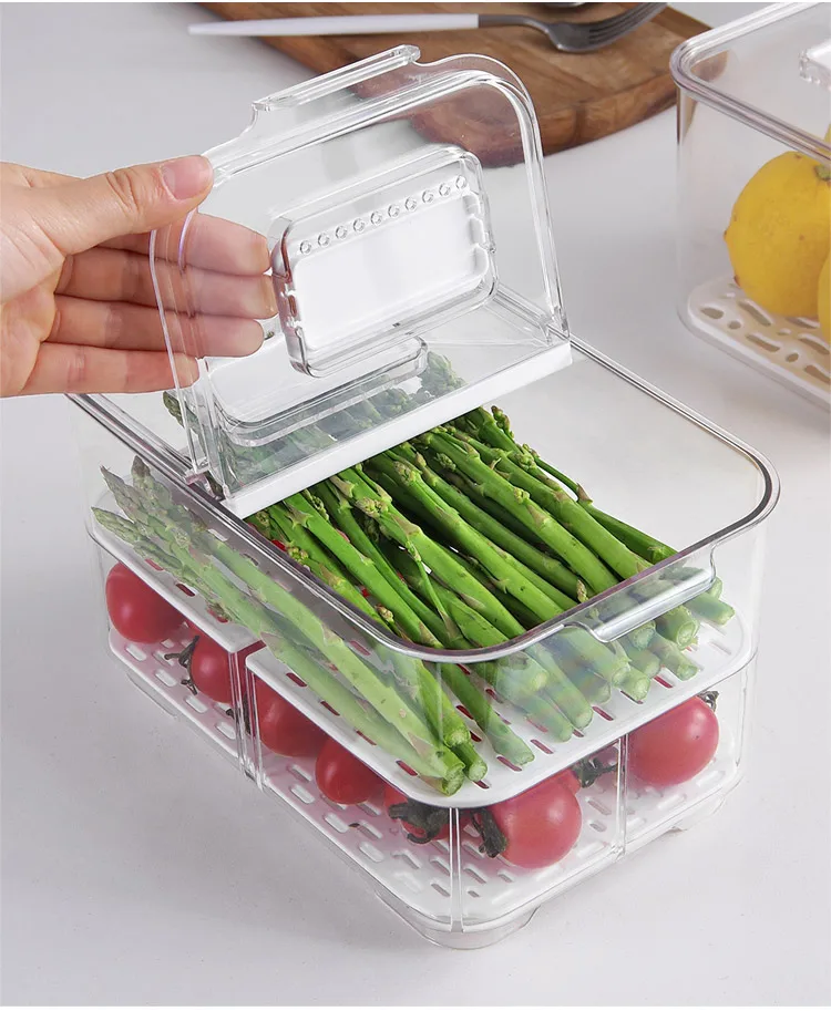 Кухонный холодильник ящик для хранения фруктов и овощей контейнер для хранения дренажа пластиковый контейнер