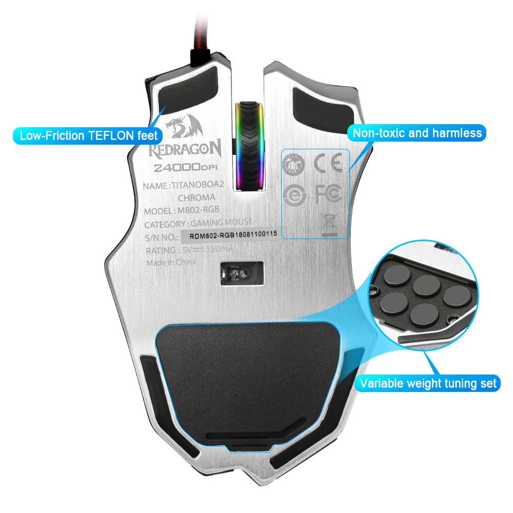 Redragon USB wired RGB Gaming Mouse 24000DPI 10 buttons laser programmable game mice LED backlight ergonomic for laptop computer Redragon USB wired RGB Gaming Mouse 24000DPI 10 buttons laser programmable game mice LED backlight ergonomic for laptop computer