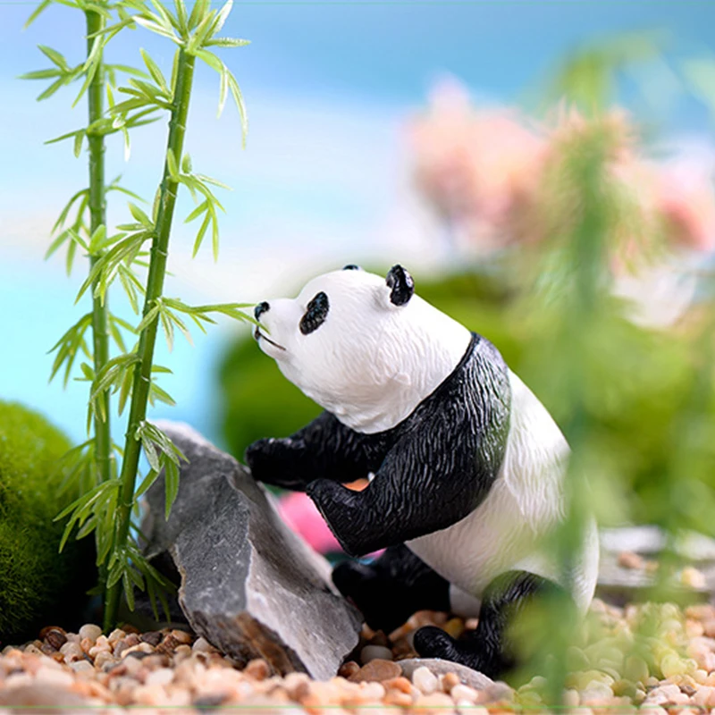4pc Cute artificial Giant panda figurines miniatures animal ornament fairy garden gnome resin home decorations accessories5
