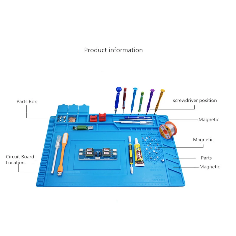 M-Triangle Heat Insulation Pad 45*30cm Phone PC computer desk Magnetic repair platform BGA Anti-static Mat