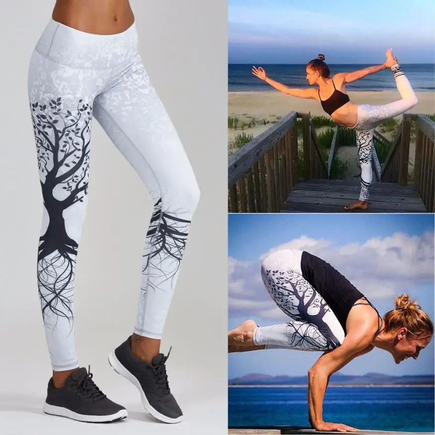 Womail штаны для йоги женские спортивные Леггинсы с принтом спортивная йога, тренировка, гимнастика, фитнес-Штаны Для Йоги Спортивные Леггинсы для фитнеса одежда-XXL