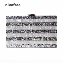 2017 de Las Mujeres bolsos de tarde estrenar de moda de lujo bolso de las mujeres bolsa de diseñador bolsa feminina señora vintage unique striped embrague