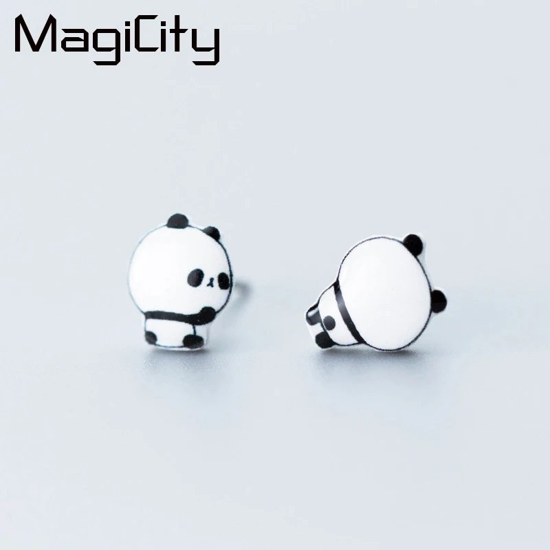 

New Minimalist Sterling Silver Panda Stud Earrings For Kids Girls Cute Animal Earring Gifts Orecchini Piccoli Donna Argento 925