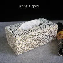Деревянная конструкция кожа прямоугольная коробка с одноразовыми салфетками коробка-держатель для салфеток туалетный дозатор держателя для бумаги корпус белый+ золотой 239A