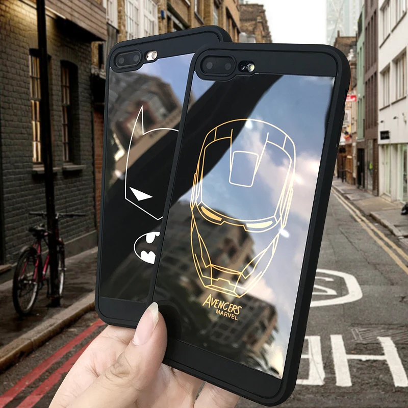 Marvel case for iphone X XS MAX XR 10 8 7 6 6S plus Simple Strokes Iron Man Batman Soft silicone phone cover durable coque capa