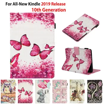 

Case for Amazon All-new Kindle 2019 10th generation Smart Cover Funda Fashion 3D Painted Silicone PU Leather Skin Shell Capa