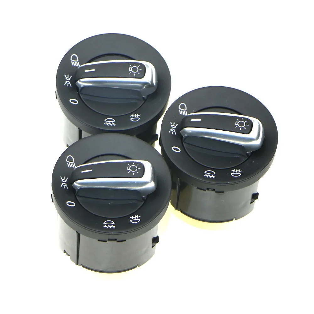 

3Pcs Chrome Headlight light Control Switch For VW Caddy Tiguan Touran Golf MK6 Jetta MK5 Passat B6 3C 5ND 941 431A 5ND941431A
