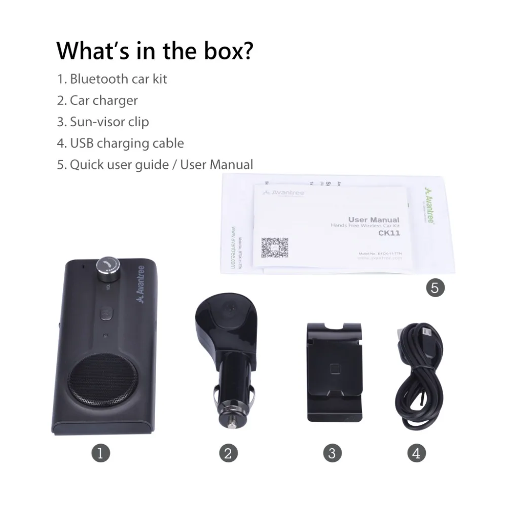 Avantree Ck11 Hands Free Bluetooth For Cell Phone Car Kit,loud  Speakerphone,siri Google Assistant Support,auto On - Wireless Adapter -  AliExpress